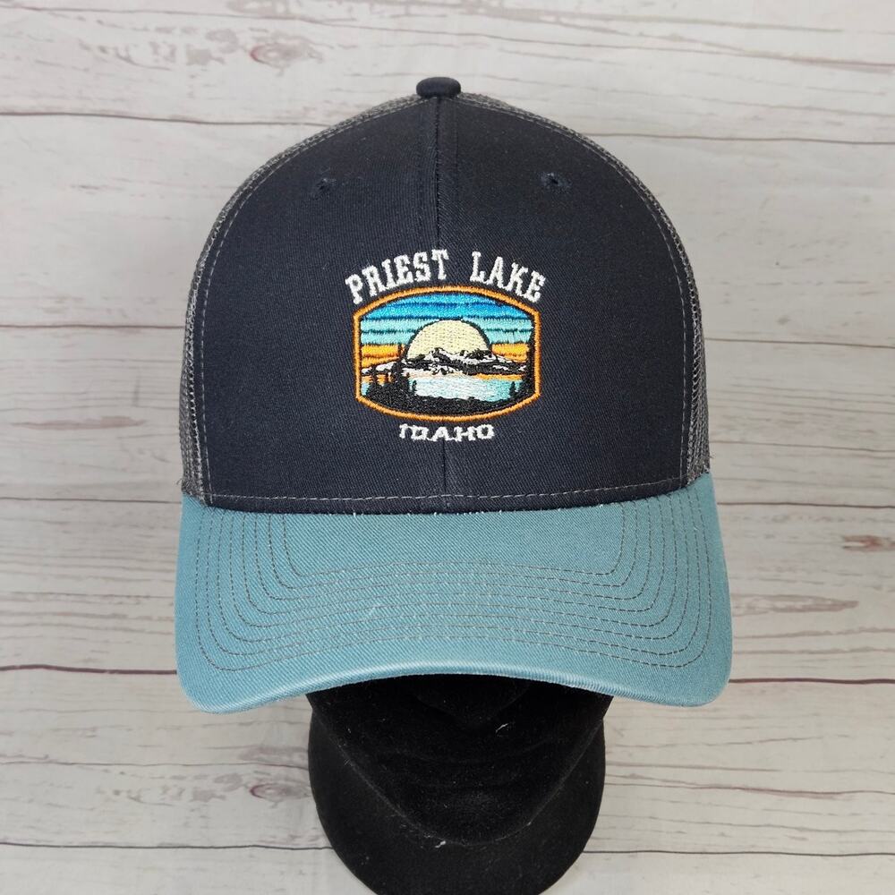 Fahrenheit Headwear Trucker Hat Men's OSFM Snapback Priest Lake Idaho Navy Gray